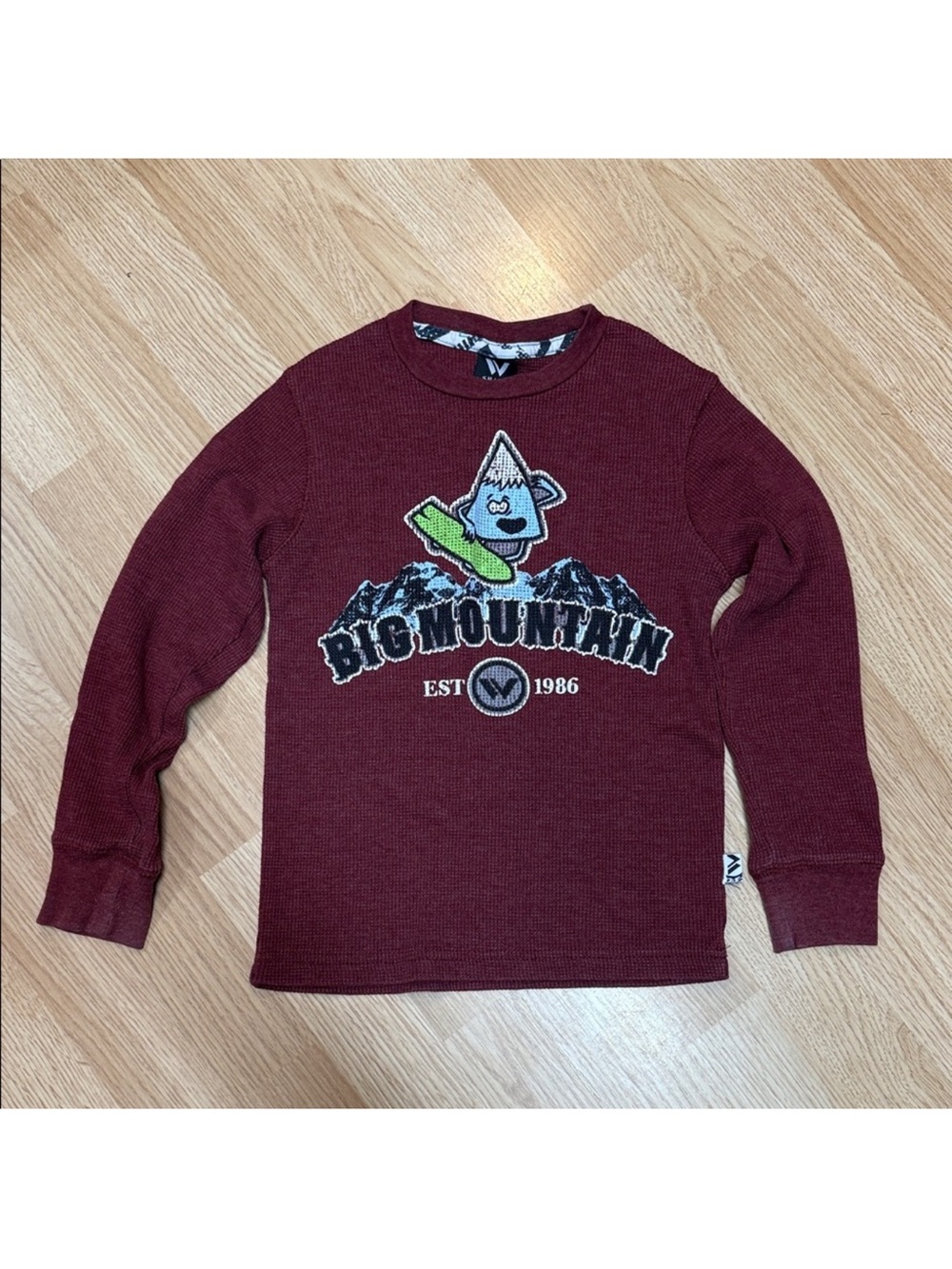 Shaun White Boys Small Maroon Big Mountain Thermal Long Sleeve Graphic Shirt